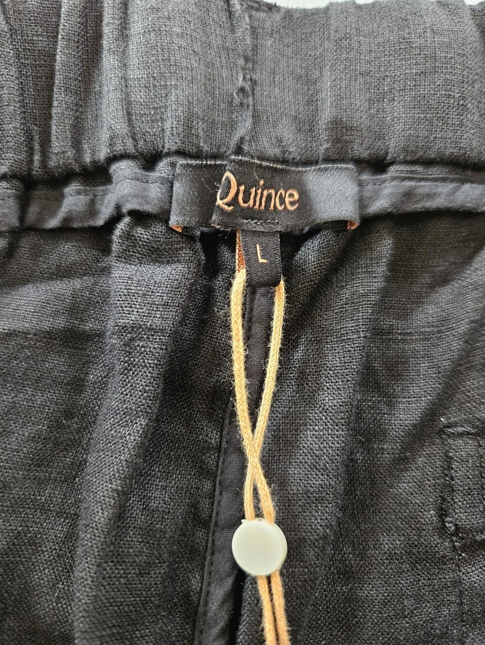 NWT Quince 100% European Linen Wide Leg Relaxed Fit Pull On Cropped Pants L